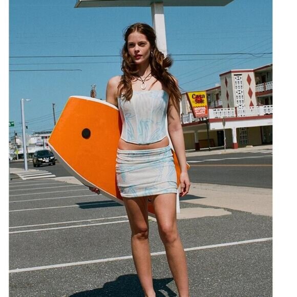 MIAOU X UO Exclusive Peri Tattoo Mesh Corset Size Medium - Picture 2 of 7